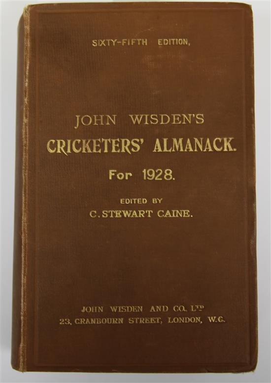 A Wisden Cricketers Almanack for 1928, original hardback binding